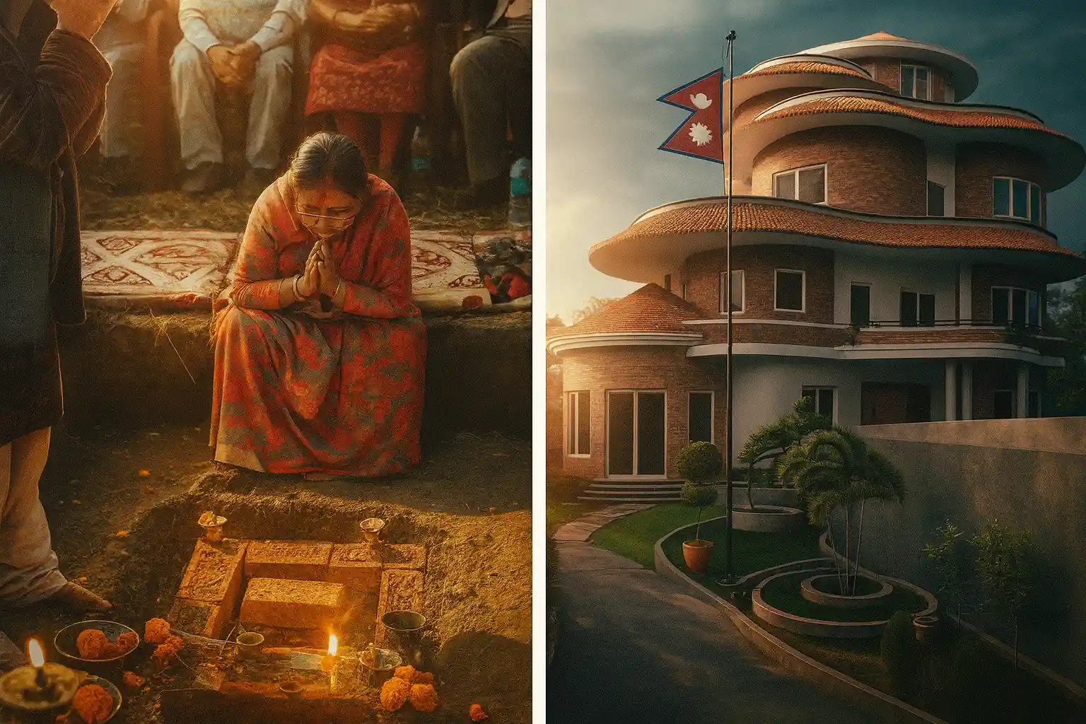 बन्ने भयो गुण्डुमा ‘ओली कुटी’ शिलान्यास गर्दै राधिका शाक्य।